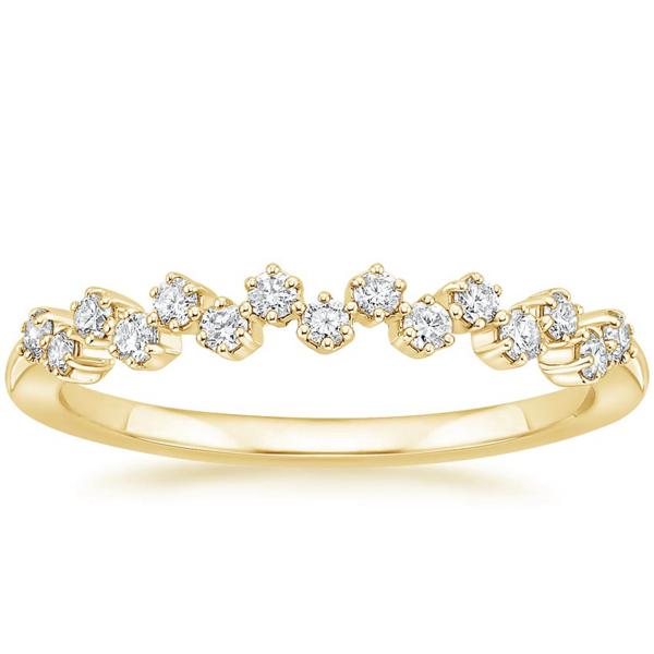 Round 14k Yellow Gold Wedding Band , 1.8mm-2.5mm Natural Diamond Ring