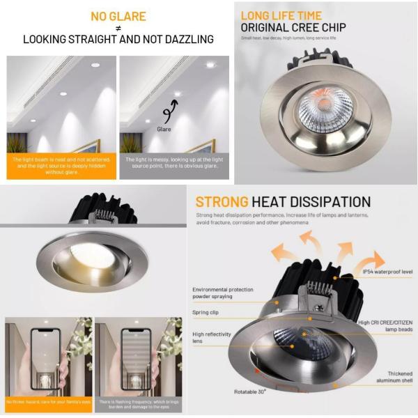 COB Anti Dazzle Glare LED Down Light Recessed Ceiling Commercial Indoor Lighting 5W-40W