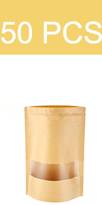 kraft stand up pouches 50