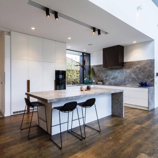 Wooden Handle Integrated Appliance Cabinet Custom Plywood Kitchen Cabinets With