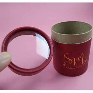 Gold Foil Biodegradable Paper Cylinder Packaging With PVC Window