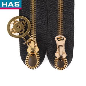 Gold Garment Or Bags Metal Zipper With Brass Corn Teeth Zipper Lock