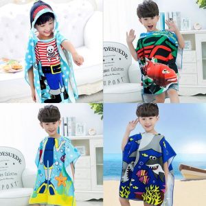 Quality Skin Friendly Microfiber Poncho Towel Childrens Sand Proof Hooded Towelling Ponchos for sale