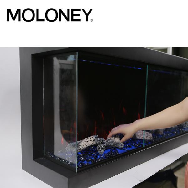 72 "1830mm home Classic multi-sided white electric fireplace 3-sided view crystal inset heater