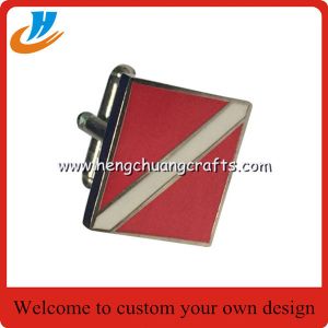 Flag cufflinks with custom logo design soft enamel cufflinks wholesale