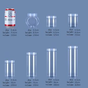 55mm Clear Round Plastic Storage Jars With Aluminum Lids Explosion Proof