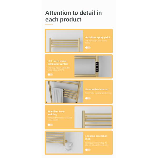 Stainless Steel 10 Bars HEATED Towel Rail Warmer Radiator for Smart Electric Water Heating