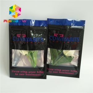 Clear Front One Sided Foil Three Side Seal Black Mylar Bags With Window