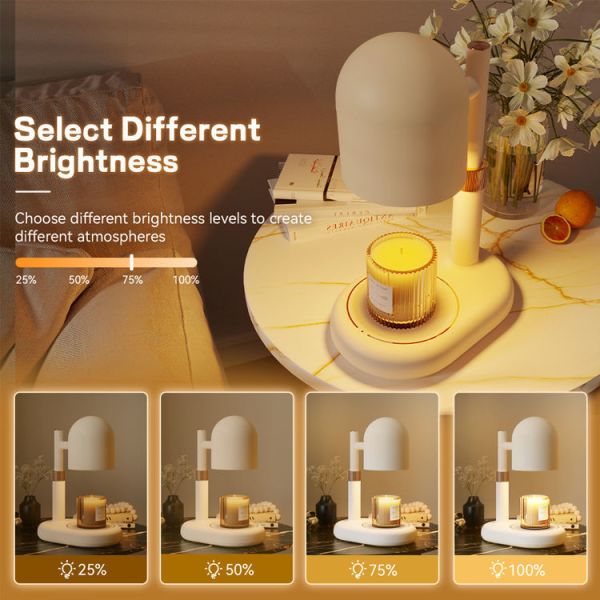 Retro Candle LED Sensor Lights Table Lamp Electric Incense Burner Cream Color