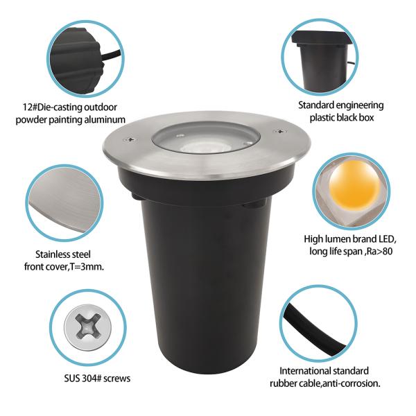 6W Outdoor LED Underground Light IP67 12V DC Low Voltage Inground Light