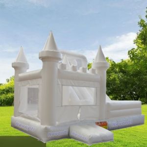 Customized Size White Jumping Castle with Slide and Repair Kit Included
