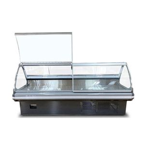 Commercial Refrigerated Showcase Cooked Food Display Cooler With Curved Glass