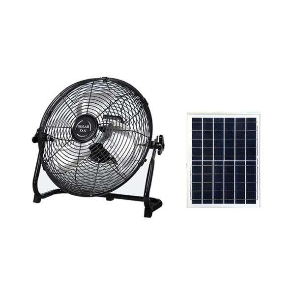 Adjustable Brushless Solar Floor Fan with Multi-function Button and 15W Working Power