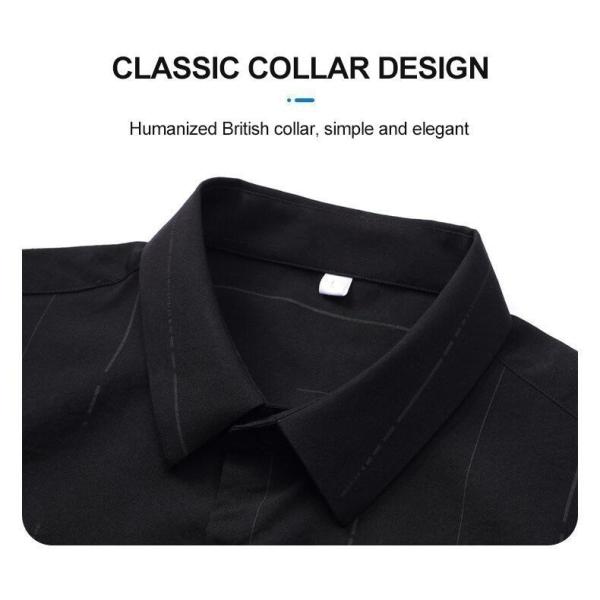 5000 2023 Spring End Men's Business Casual Middle-Aged Slim Iron-Free Striped Ice Silk Shirt