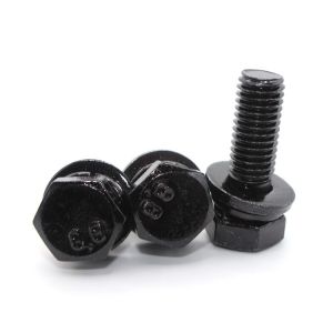 Combination Screw Hex Head Bolt with Single Coil Spring Lock Washer and Plain