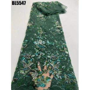 Latest fashionable aso ebi beaded lace wedding dress with shiny beaded Europe