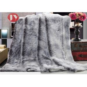 Knit Chunky Plush Faux Fur Blanket Throws , 100 Polyester Reversible pv fur