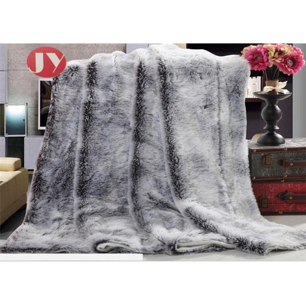 Knit Chunky Plush Faux Fur Blanket Throws , 100 Polyester Reversible pv fur