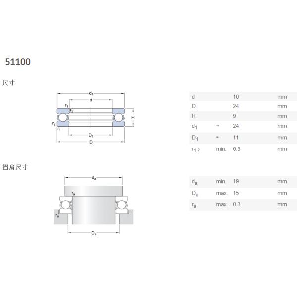 51100 YGB Stainless Steel Thrust Bearing With Axial Loads 10 X 24 X 9mm