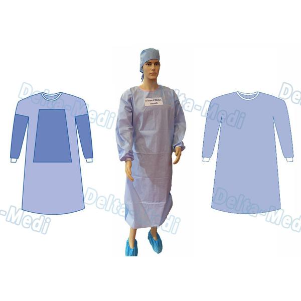 Wood Pulp Spunlace Sterile Disposable Surgical Gown With Knitted Cuff