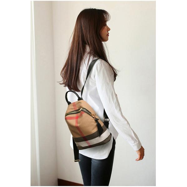 Women Leisure Backpack Style Plaid CanvasBackpack Mommy Bag School Feng Bag