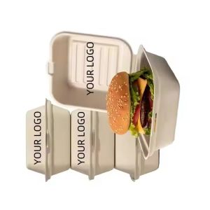 Quality Varnished Biodegradable Burger Boxes Customized for Fast Food Packaging for sale