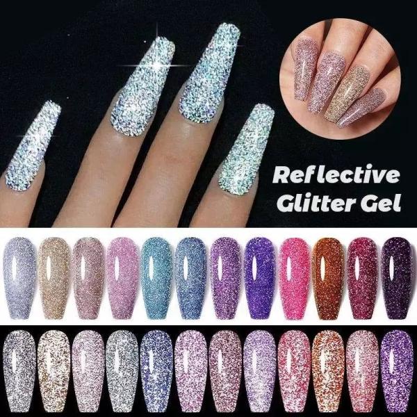 Custom 15ml Flash Shiny Disco Gel Soak Off Diamond Reflective Glitter Gel Polish Neon for Manicure Nail Art UV Nail Gel MSDS