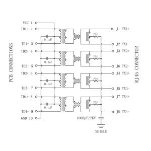 LPJG0833GANL | 6605444 1000Base Magnetic RJ45 Jack Gigabit Ethernet 10 PIN