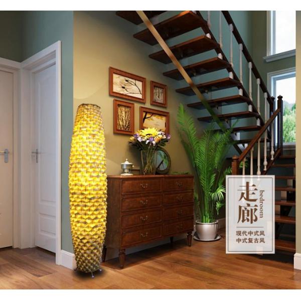 Bamboo Woven floor rattan lamp 3500K for Residential Living Room