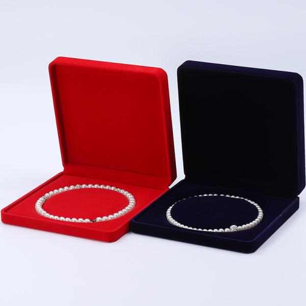 Buy Custom Shape Sleek Soft Velvet Jewelry Box , Pearl Necklace Storage Jewelry Set Box at wholesale prices