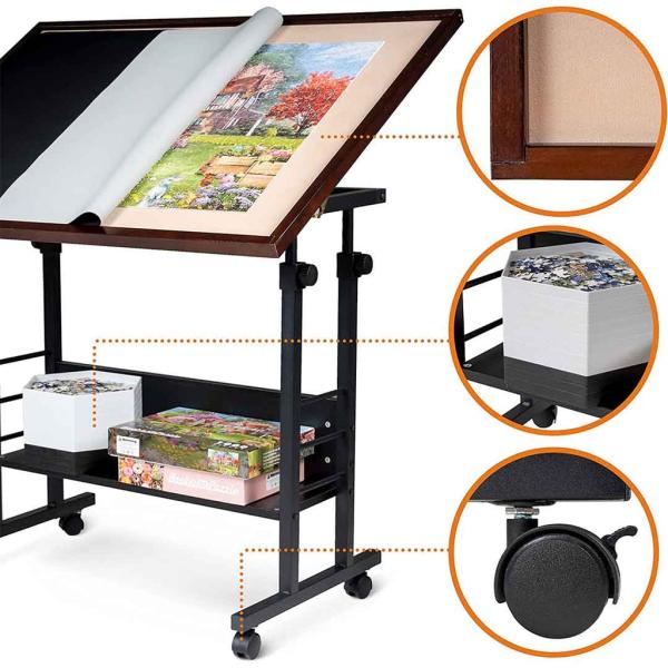 Unisex AJUNION 1500-Piece Jigsaw Puzzle Board with Folding Leg and 4 Wheels Ages 8-13