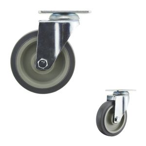 China 5 Flat Tread Gray PP Core Medium Duty Casters Zinc Painted Bracket on sale