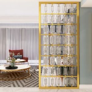 Crystal Glass Stainless Steel Room Partition Customized Size