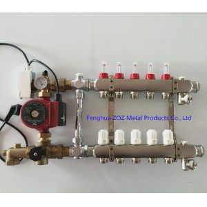 Floor heating manifold pump and mixing valve set