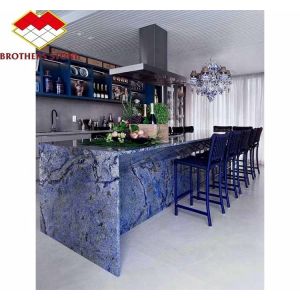 Modern Luxury Brazil Hotel Kitchen Countertop Dark Blue Sapphire Marble Stone