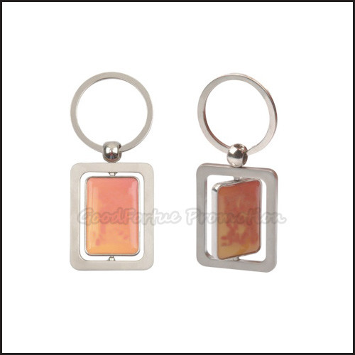 Eco Zinc Alloy promotional logo advertising loop rotary silver keychain keyring
