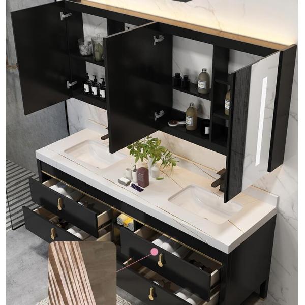 Clean Melamine Door corner floating vanity Triangle Teak Bathroom Cabinet