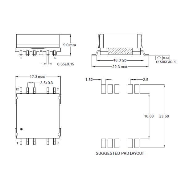 13W SMPS Flyback Transformer 17.3x22.3x9.0mm EFD-207SG For Medical Electronics