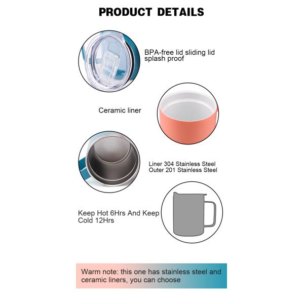 Wholesale 13 OZ Private Label Stainless Steel Insulated Double Wall Coffee Tumbler Cups Mugs With Lid