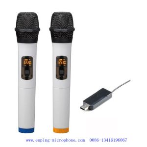 Quality C4 / cheap universal USB UHF wireless microphone with 16 selectable frequency with two handhelds for sale