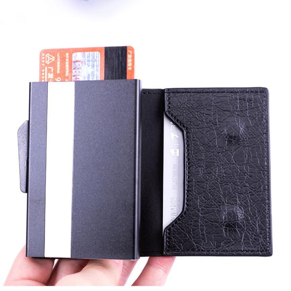 Men's Carbon Fiber Rfid Blocking Magnetic Card Holder Wallet with Fashion Coin Pocket