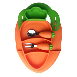 Carrot Shape Silicone Baby Feeding Set Dinnerware Food Grade Eco Friendly
