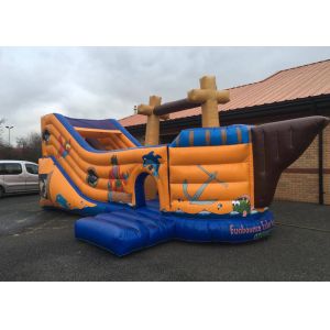 Fantastic Themed Inflatable Pirate Ship Bounce House Games With Slippy Slide