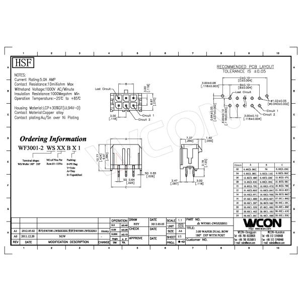 3.0 Pitch Micor Mini Fit Wafer Dual Row Straight With Post LCP Black ROHS