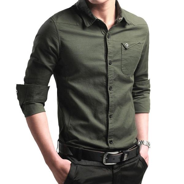 Slim Fit Men's Formal Shirts in Plain Dyed Cotton Materialization and Constructi