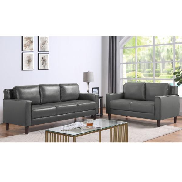Buy 3 Piece Sofa set, Gray Faux Leather at wholesale prices