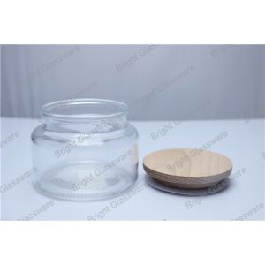 Quality frosted glass jar with wooden lid for wholesale for sale