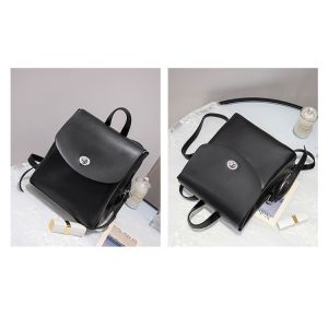 21cm 24cm Black Leather Rucksack ODM Convertible Bucket Bag Backpack