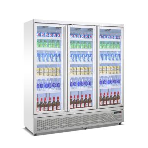 Triple Glass Door Display Freezer Cooler Drink Milk Beverage Refrigerated
