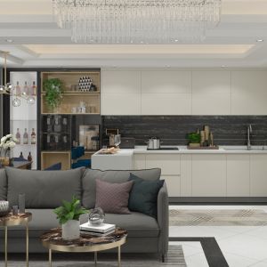 China Modular Kitchen Cupboard Set Cabinet Modern Kitchenette With Sink Melamine on sale